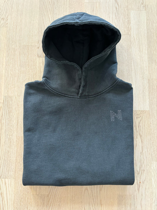 Black unisex regular cotton hoodie